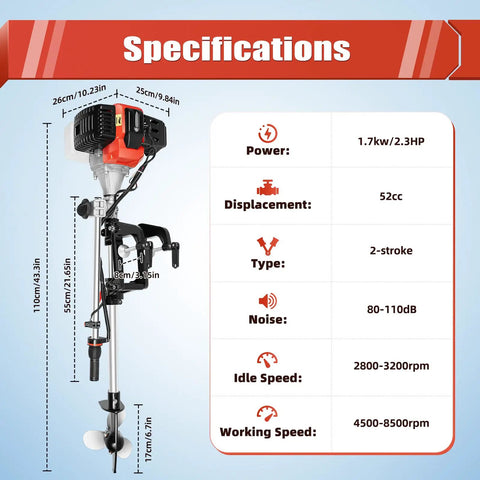 Beast Mode Two Point Three Horsepower 52CC Two Stroke Outboard Motor With CDI Ignition Air Cooled Engine Three Blade Propeller And Zero Point Twenty Two Gallon Fuel Tank Portable Heavy Duty Boat Engine For Inflatable Boats Kayaks And Fishing Yachts