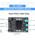 Dope Dual Chip Bluetooth Amplifier Board 100W Per Channel 200W Total For Home Audio With AUX Input And Wireless Bluetooth Support Wide 12 To 24V Input Class D featuring dual TPA3116D2 chips.