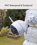 2K Outdoor Security Camera For Home, WiFi Surveillance, IP67 Weatherproof design mounted outdoors on a wall.