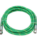 Heavy Duty Silicone Steam Hose For Irons, 9.8 Ft Middle Pressure, Green, coiled with metal connectors visible
