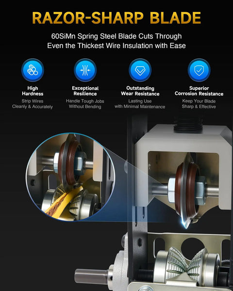 Manual Wire Stripper Machine For Drills, Fast Copper Wire Stripping Tool 0.06 To 1 Inch, Scrap Wire Recycler With Dual Feed Plates
