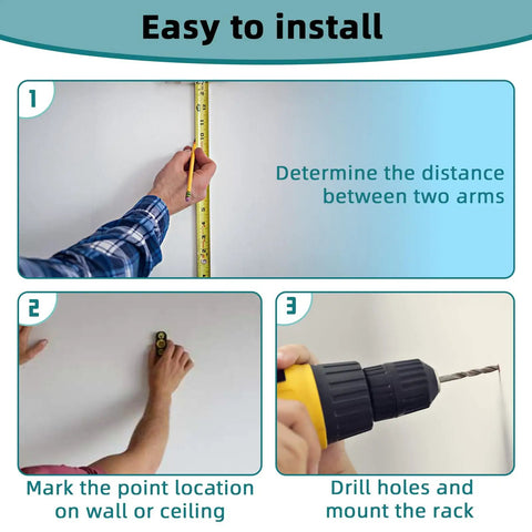 Installation steps for Heavy-Duty Paddleboard Storage Rack For Garage Walls And Ceiling Wall Mount And Kayak Rack Holds Stand Up Paddleboards Surfboards Longboards Up To 50 Lbs Easy Access Hang 1 To 3 Boards