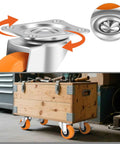 Heavy Duty Swivel Caster Wheels Set Of 4 With Locking Brakes And Sealed Ball Bearings 3 Inch Polyurethane Treads on wooden tool cart