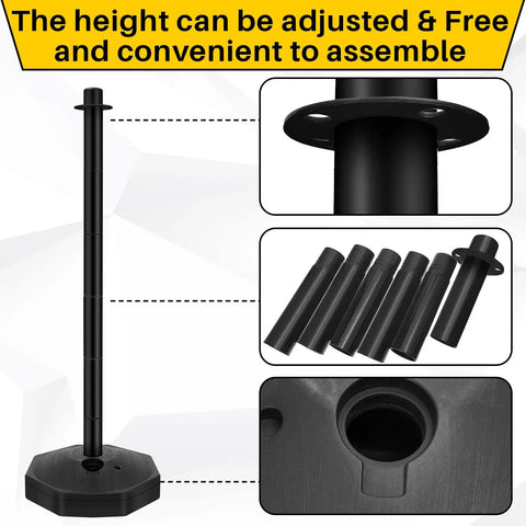 Four 34 Inch Plastic Traffic Delineator Cones With Weighted Fillable Base Portable Safety Posts components display