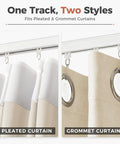 Sturdy Aluminum Curtain Track Kit With Adjustable 9 To 12 Foot Ceiling Or Wall Mount, No-Fuss Sliding Door Rail System For Grommet And Pleated Drapes, White Finish, Rust Resistant, Easy Install, fits pleated and grommet curtains