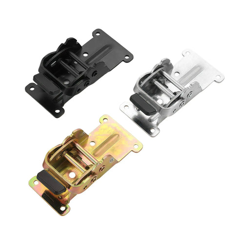 Rock Solid Self Locking Folding Hinges With 90 Degree Folding Leg Bracket Setup And Thick Steel Plates For Knockout Grit Plus No Nonsense Load Support In Classic Black, silver, and gold finishes.
