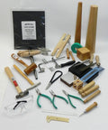 Starter Hands On Metalsmith Tools Kit For Jewelry Making A Solid Bench Tools Set With Ring Mandrel Ring Clamp Bench Pin Wood Ring Clamp And All The Essentials For Apprentice Jewelry Making And Metalworking, assorted metal and wood tools laid out