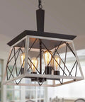 Farmhouse Vintage Chandelier Pendant Light For Dining Room And Kitchen Island, Industrial Wrought Iron Hanging Fixture, 4 Light