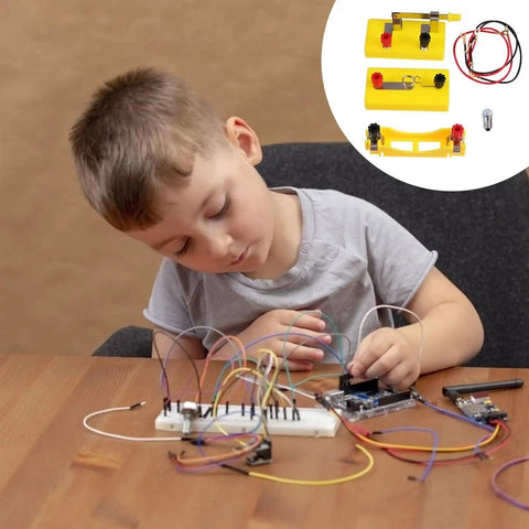 Child using Hands On Light Bulbs In Series Electrical Science Kit For Primary Students Learn Basic Circuits With A Simple Circuit Experiment Set In A Portable Storage Box For Classroom Or Home Projects