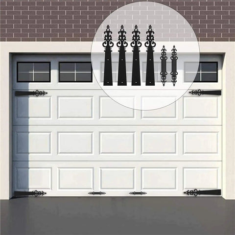 Six Piece Beafy Heavy Duty Garage Door Handle Hinges Set With Silent Hydraulic Buffer on white door, barn style hardware kit