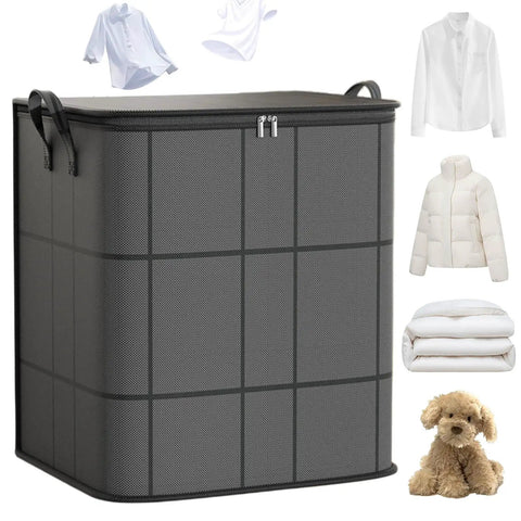 Big Boy Sized Foldable Storage Bin With Smooth Zipper Heavy Duty Nonwoven Fabric, 50x50x70cm for bulky blankets.