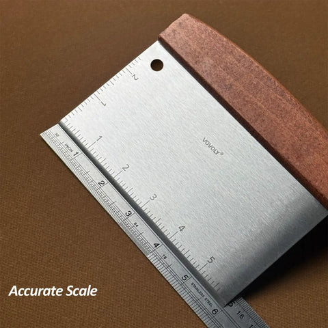 Heavy Duty Bench Scraper For Flat Top Griddle, Dough Cutter And Bread Pizza Scraper with measuring guide, stainless steel edge