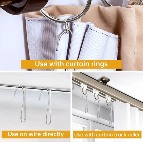 50 Pack Heavy Duty Stainless Steel Pinch Pleat Curtain Hooks 2.68 Inch Drapery Hooks Durable Metal Curtain Hangers Used with curtain rings and tracks