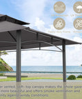 8 Ft By 5 Ft Outdoor Grill Gazebo Canopy For Outdoor Cooking Waterproof 2 Tier BBQ Shelter for Patio And Backyard Grey view