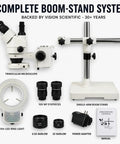 Trinocular Stereo Zoom Microscope 3.5X to 90X With Led Lighting 45 Degree Rotating Head and 360 Degree Trinocular Port for Digital Cameras or Touch Screens Interpupillary Range 54 to 76mm Eyepiece With Six Diopter Adjustment, boom stand kit