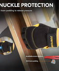 Back view of All Purpose Mens Utility Work Gloves With Synthetic Leather Palm For Tough Jobs, Flexible Spandex Back, knuckle protection