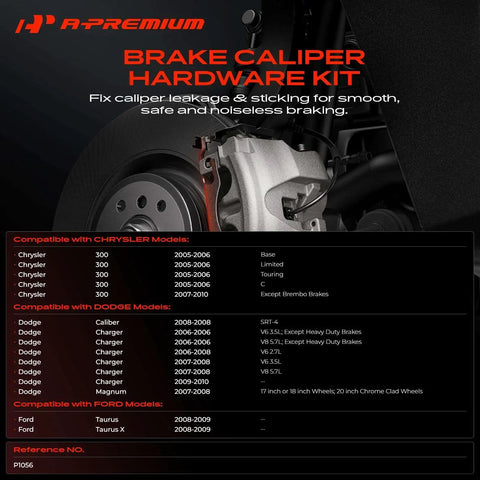 A-Premium Front Disc Brake Hardware Kit For Dodge Charger Magnum And Chrysler 300 Fit Perfectly With Smooth Stops And Top Notch Performance To Keep Your Ride Safe On The Road. brake caliper hardware kit