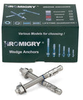 Box of Three Eighths Inch By Three And Three Quarters Inch Concrete Anchors 25 Pack Stainless Steel Wedge Bolts for masonry