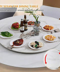 Kickass Lazy Susan Turntable For Dining Tables Featuring Smooth Spinning Motion And Top Tier Marble Look Serving Tray with dishes and drinks