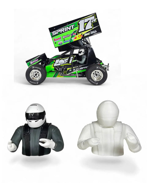 Ultra Lightweight RC Driver Upgrade For 1/10 Scale Sprint Car, 3D Printed And Paintable, Replaces Stock 2.6 Oz With A 1 Oz Part