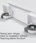 ReadyLatch Elongated Toilet Seat With Slow Close Quiet Lid, Above Bowl Installation Hardware detail close-up
