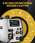 Six In One MIG Welder And Plasma Cutter 160A Gas MIG Flux Core Lift TIG Stick Plasma Cut Combo 110V 220V 35A front view