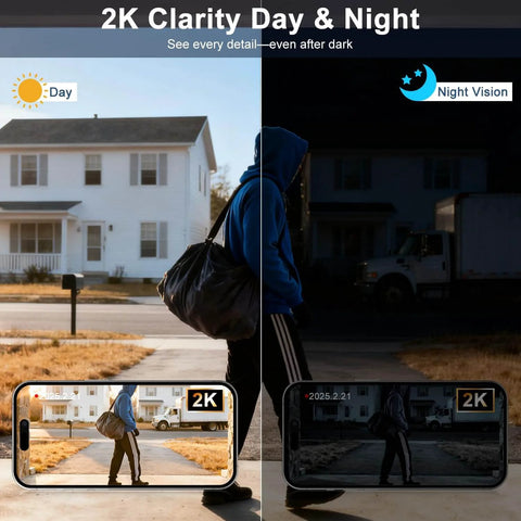 Doorbell Camera Wireless With Chime 2K HD Video AI Motion Detection Two Way Audio Night Vision Cloud Storage Battery