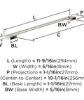 Dimensions for Cityscape Satin Nickel Cabinet Pull Center-To-Center Ten And One Sixteenth Inch Pack Of 10 Versatile Contemporary Hardware
