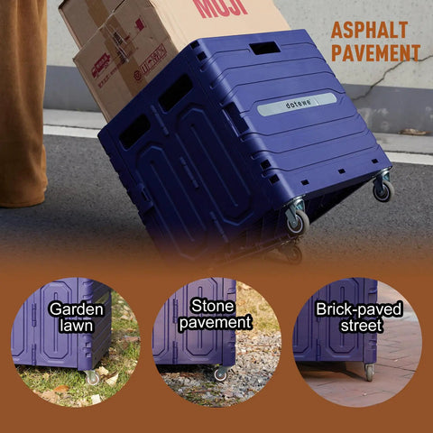 Person using Grab And Go Foldable Utility Cart With Lid On Wheels Portable Rolling Handcart on pavement