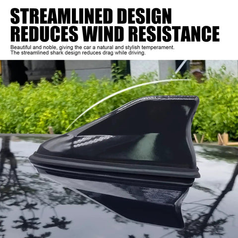 Streamlined 1 Piece Car Shark Fin Antenna Replacement Cap With ABS Painted Shark Fin Tail Waterproof Rubber Ring on black car