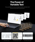 Laptop displaying variable text setup for 20W Dual Fiber And Diode Laser Engraver Ultra Portable 6Kg 3D Grayscale And Color Engraving