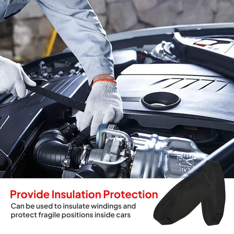 Mechanic using 2 In 1 Heat Shrink Braided Sleeving Fabric Tubing For Irregular Shape Hoses And Cables on car engine.