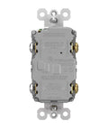 Back view of Radiant 15 Amp GFCI Self Test Decorator Duplex Outlet With Trip Indicator Gray 1597GRYCCD12 for wall installation