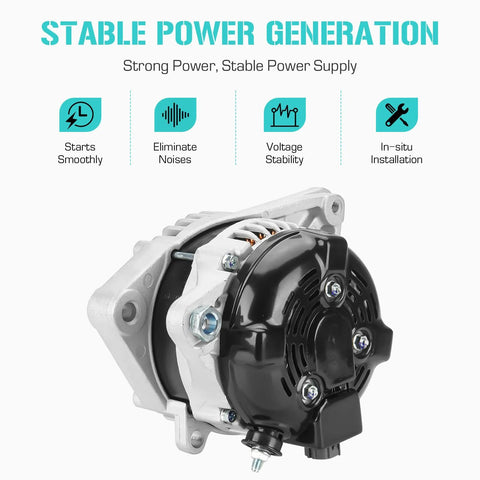 Beefed-Up Alternator 3.3L 130Amp 12V For Toyota Highlander 2004 2005 2006 2007 Sienna 2004 2006 And Lexus RX330 2004 2006 Replaces 27060-0A100 27060-0A130 104210-3750 AL3315X 11032 front view