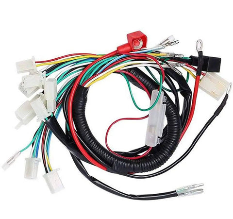 ATV Quad Wiring Harness Kit With Electric Start For GY6 50cc 70cc 110cc 125cc Engines, multi-colored wires with connectors