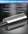Stainless Steel Timer Plate Stand Off Kit With Screws And Washers For Shovelhead EVO Big Twin And Sportster Ironhead Evolution Fits 1970 1999 Shovelhead And 1971 2003 Harley Models Prevents Breakage And Thread Damage Vibration Resistant Hardware showcasing stainless steel standoff rod against informational background.