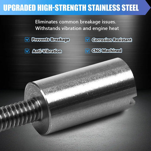 Stainless Steel Timer Plate Stand Off Kit With Screws And Washers For Shovelhead EVO Big Twin And Sportster Ironhead Evolution Fits 1970 1999 Shovelhead And 1971 2003 Harley Models Prevents Breakage And Thread Damage Vibration Resistant Hardware showcasing stainless steel standoff rod against informational background.