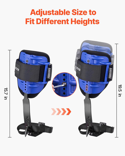 Height Adjustable Tree Climbing Spikes Set With Straps And Waist Harness Heavy Duty Steel Climb Spurs adjustable size feature