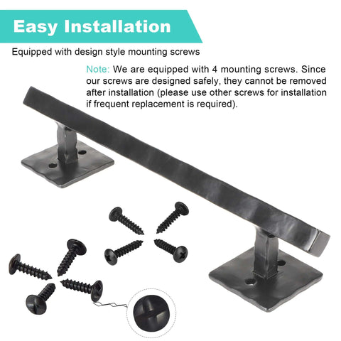 Rustic Matte Black 12 Inch Rhombus Barn Door Handles For Sliding Doors Heavy Duty Solid Metal Pull Handles With Mounting Hardware