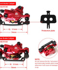 2-Pin 2-Piston Hydraulic Disc Brake Kit For E-Bikes And MTB, Pre-Bled With Mineral Oil, front and rear brake calipers in red.