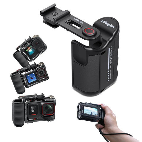 Xplorer Magnetic Quick Release Camera Grip Kit for Insta360 DJI Action and Hero Series with ergonomic grip and mounts