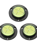 Nexarelle 3pcs Round Bubble Level D:48.9mm, H: 12mm Black/Green set displayed on a flat surface, showing clear measurement grid.