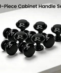 Matte Black Cabinet Knobs 10 Pack Single Hole Round Drawer Knobs Zinc Alloy Modern Hardware for Cabinets on white surface