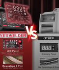 Comparison of YESWELDER TIG-205P with pulse and large LED display vs a generic welder with standard panel
