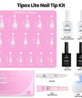 All In One At Home Nail Extensions Kit With 256 Clear Stiletto Tips, UV Lamp, Nail Glue, Dehydrator, Primer, Base and Top Coat