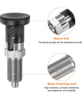 Real Deal Drop Dead Durable Stainless Steel Push Fit Ball Nose Spring Plunger M16 X 1.5 with lock nuts and threaded shaft.