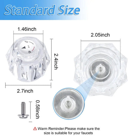 Clear Knob Faucet Handle Replacement Kit For Delta RP2391 dimensions and components illustration