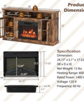Dimensions of Electric Fireplace TV Stand For 65 Inch TVs With 23 Inch Fireplace Insert, including 58-inch wide media console.