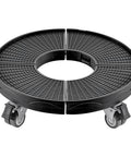Heavy Duty Round Trash Can Dolly With 4 Lockable Wheels 440lb Capacity Adjustable 15 To 22.8 Inches Drum Roller Base Black