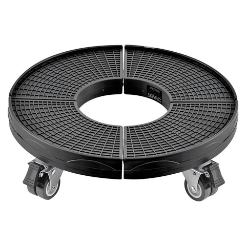 Heavy Duty Round Trash Can Dolly With 4 Lockable Wheels 440lb Capacity Adjustable 15 To 22.8 Inches Drum Roller Base Black